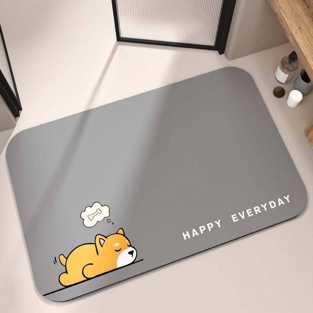 Cute Animal Design Doormat Diatom Mud Pad for Home Decor Water-filtering Mat Pad for Entrances of Toilets Bathrooms Kitchens