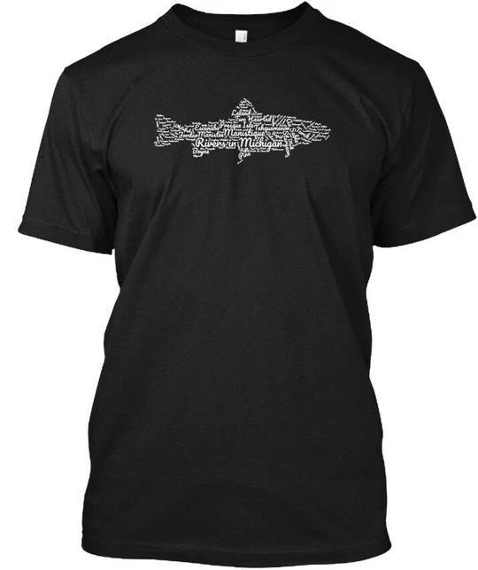 Rivers Of Michigan Fish State Pride Fishing Trout Cool T shirt Made in USA S-5XL