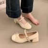 Retro Bow Mary Jane Shoes Women's Autumn New Versatile Word with Commuting Thick Heel Single Shoes Women