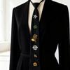 Korean Flower Tie Black Decoration Shirt Tie Temperament Rhinestone Necktie  Performance