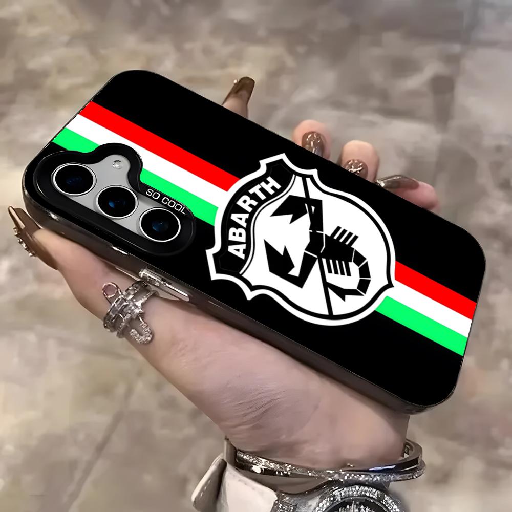 Italy Car Abarth New Phone Case For Samsung S25 Ultra S23 S22 S21 S20 Ultra Plus S24 Fe A54 A55 Color Silver Cover