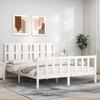 VidaXL Bed Frame with Headboard White 160x200 Cm Solid Wood 3192242
