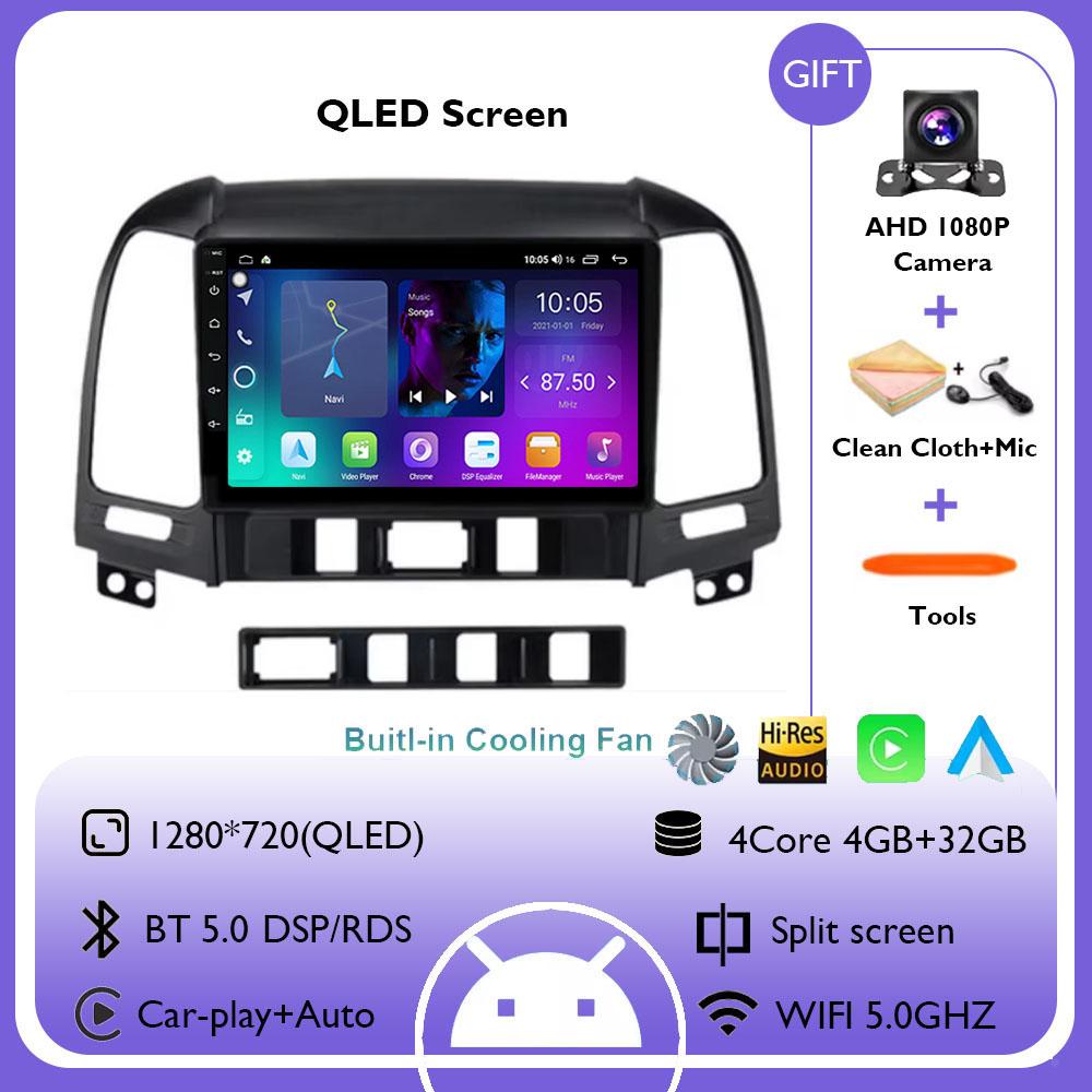 Android 14 для Hyundai Santa Fe 2 2006-2012 2K QLED Android Car Radio Multimedia Video Player AI Voice CarPlay Head Unit Stereo