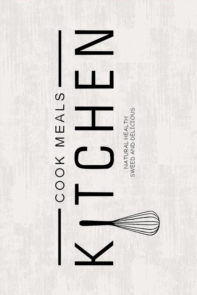 EPeddler Home Modern Kitchen Written Pattern Digital Printing Washable Non-Slip Leather Base New Generation Kitchen, Dining Room Carpet and Runner