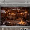 2D plane western cowboy-themed bar background fabric, with "COWBOY BAR" in the centerXY