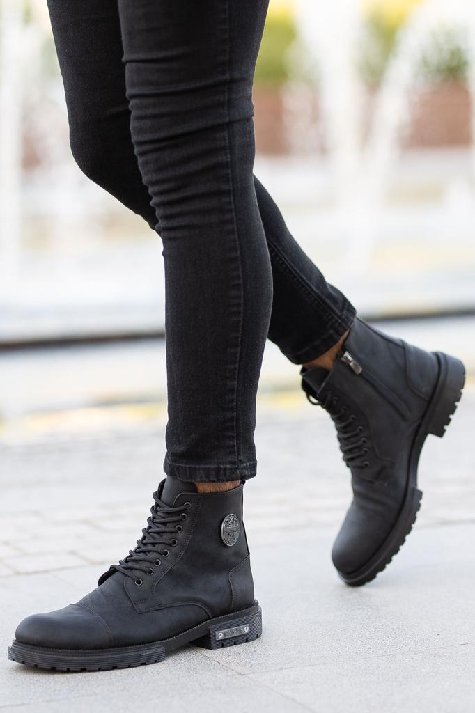 Men's Fashion Waterproof Flat Heeled Booties Bootie Water Cold Proof Sturdy Winter Zipper Rubber Sole Boat Shoes