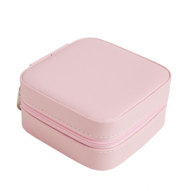 Classic Leather Jewelry Box With Mirror For Earrings And Rings Storage