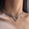 Stainless Steel Hollow Flame Heart-Shaped Necklace For Man Woman Punk Metal Collar Necklace Luxury Hip Hop Jewelry Accessories