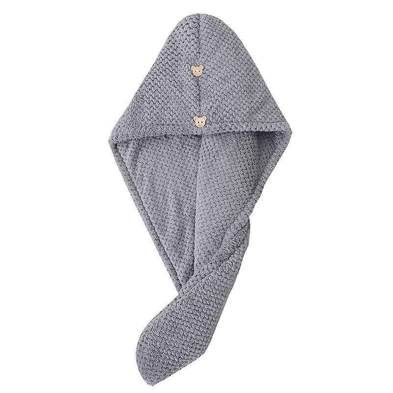 Однотонное текстурированное полотенце для волос, шапочка для сухих волос 9,8 "X 25,5" впитывающее полотенце для волос, застегивающееся на пуговицы для женщин