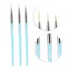 3pcs Nail Art Dotting Liner Brush UV Gel Painting Pen Drawing Tool Set Rhinestone Handle (Blue)