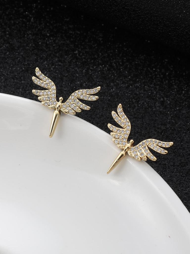 Angel Wings Zircon Bridal Jewelry Set: Necklace & Earrings