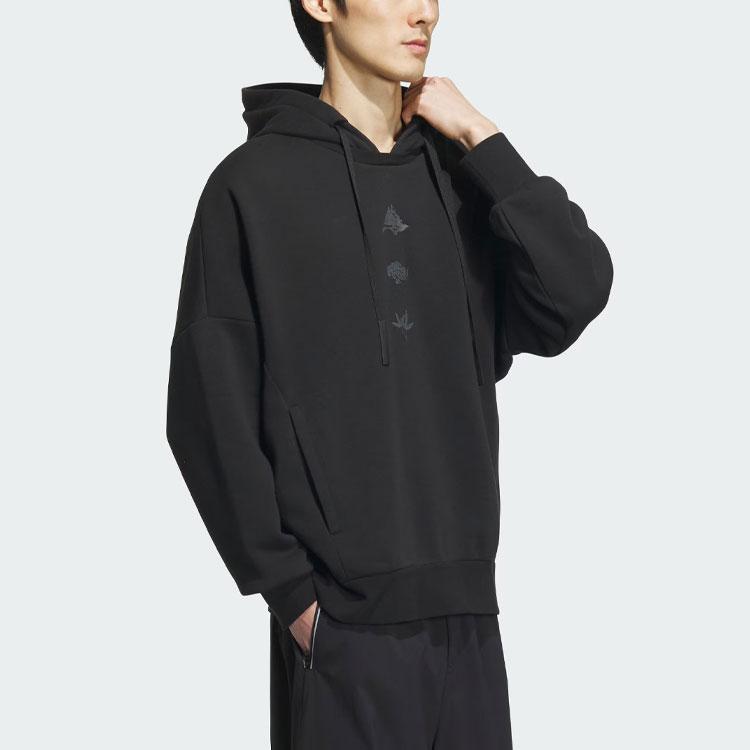 adidas Спортивная одежда, свободная толстовка с капюшоном, однотонная, свободная, спортивная, повседневная, мужская, толстовка с капюшоном, черная IM9050