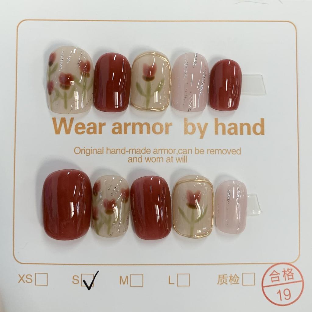 Нажмите на кончики ногтей Гель Полное покрытие 100 дизайнов Накладные ногти ручной работы Высококачественные носимые искусственные ногти Многоразовые размеры от XS до L бесплатно 5 шт. инструментов