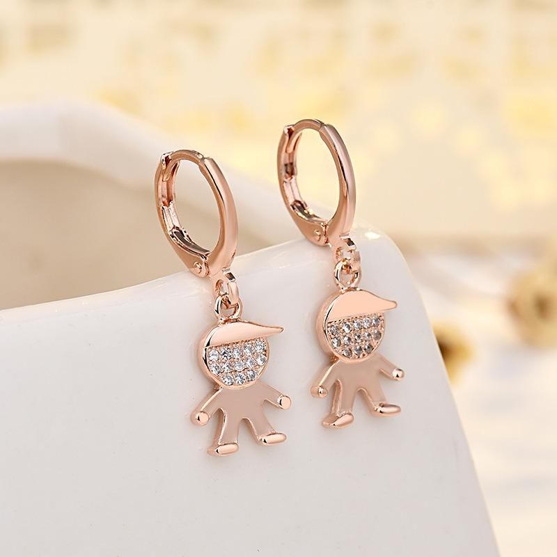 Модные, Простые и Универсальные Серьги для Мальчиков для Женщин Нишевый Дизайн Мультяшные Серьги Золотистые