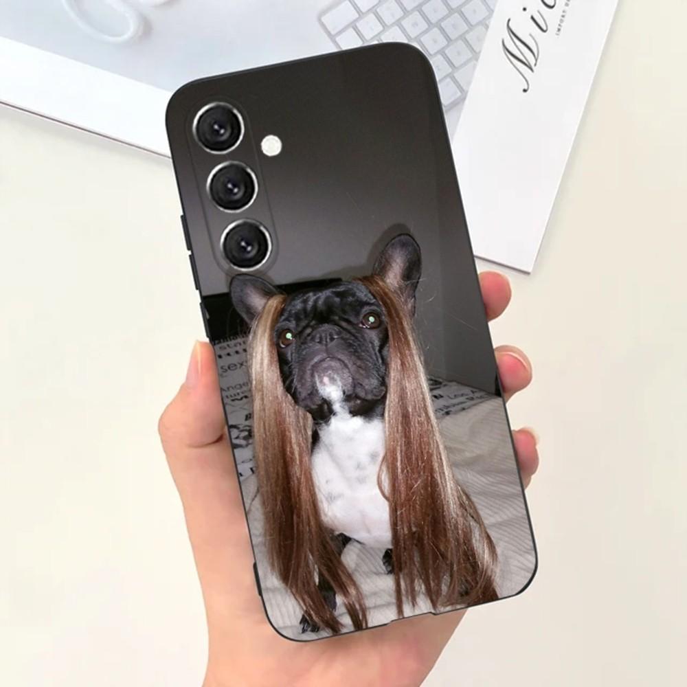 Чехол для телефона с собакой французский бульдог для Samsung S25, S24, S21, S22, S23, S30, Ultra, S20, Plus, Fe, Lite, Note, 10, 9, 5G Черный