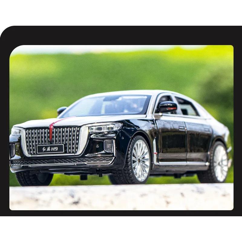 1/24 HONGQI H9 High Simulation Diecast Metal Alfa Модель автомобиля Звук Свет Инерционный механизм Коллекция Детские игрушки Подарки F568