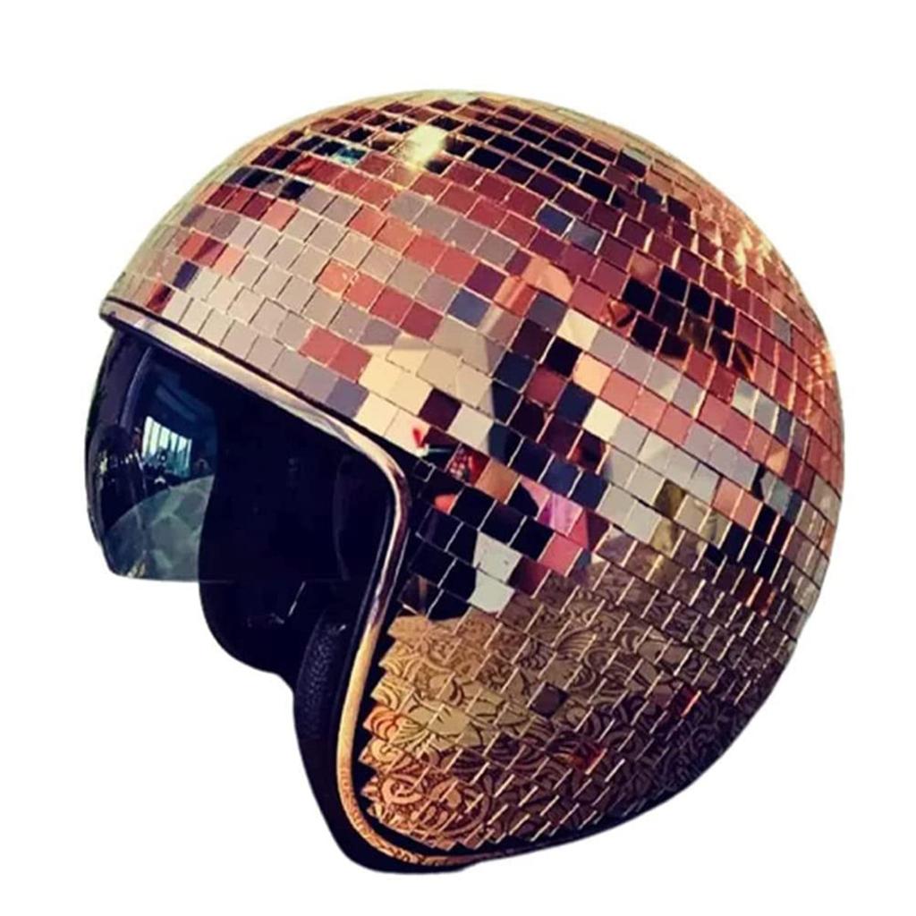 Disco Ball Helmets Disco Decor Helmets With Retractable Visor Classic Disco Mirror Glitter Ball Helmets For Men & Women