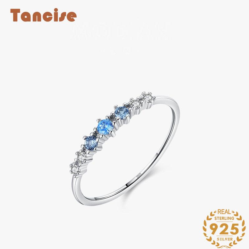 Tancise Classic 925 Sterling Silver Zircon Ring Ladies Jewelry Wedding Promise Party Gift
