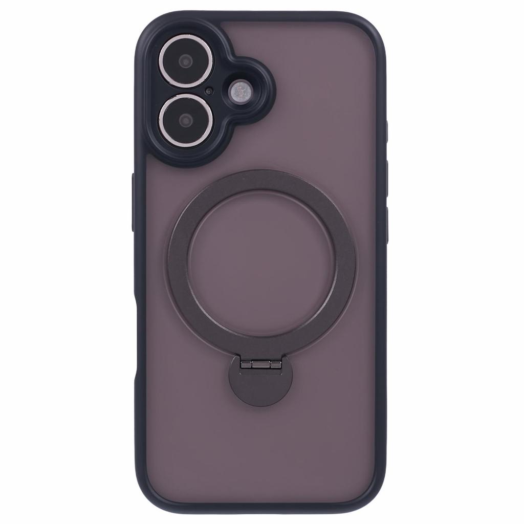 For iPhone 16 Case Compatible with MagSafe Matte TPU+PC Rotary Kickstand Phone Cover