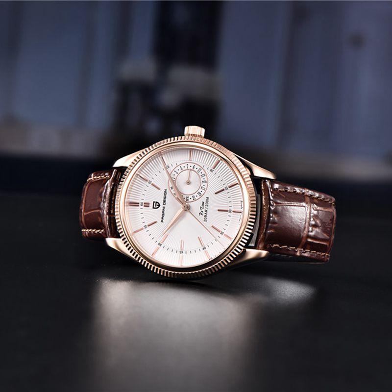 New PAGANI DESIGN Luxury Quartz Watch for Men Mechanical Travel Time Wristwatch Men's Leather 20 Bar Waterproof Japan VH65