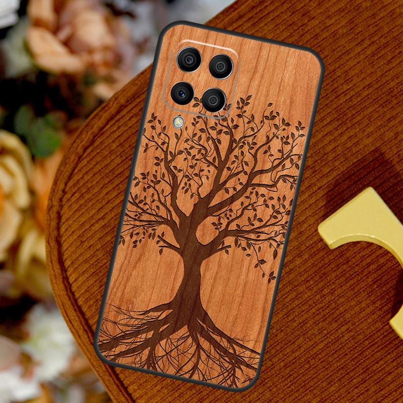Tree Flower Bamboo Wood For Samsung Galaxy M32 M52 M12 M55 M15 M13 M23 M33 M53 M20 M21 M51 M34 M54 M30s M31s Case