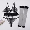 5Pcs Sexy Lingerie Set for Women Sexy Open Bra Panties Garters Mesh Stockings Black Red Lace Sexy Unlined Bra Set Exotic Wear