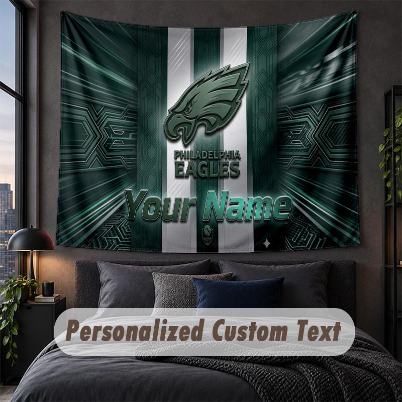 Custom Name Text Tapestry,Philadelphia Eagles Decorative Wall Hanging, Background Tapestry For Home Bedroom