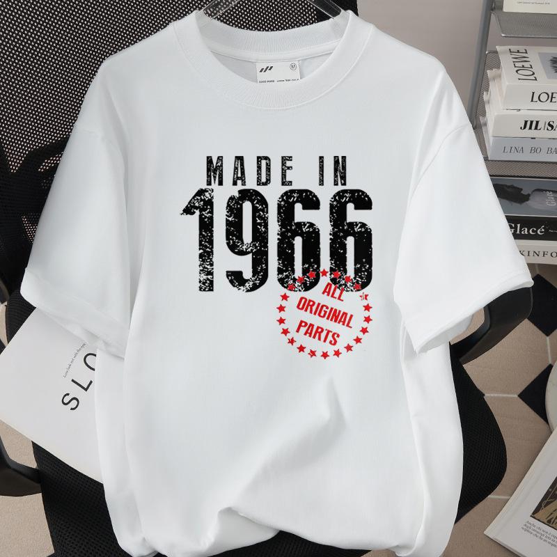 HighQuality Cotton TShirt for Unisex 1966 60th Birthday Unisex Loose Oversized Clothing O Neck Short Sleeve Tees Streetwear Top