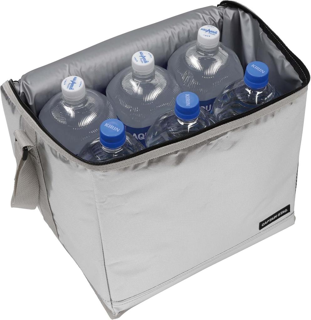 Captain Stag Изолированная сумка-холодильник Складная сумка-холодильник с двойным клапаном Вместимость 24 л Серебристый Delis