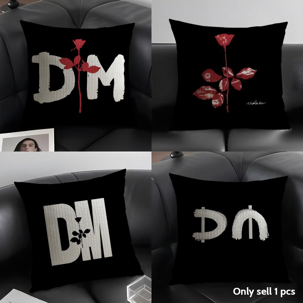 Чехол на подушку с логотипом D-Depeche-Mode Натуральный лен Органическая ткань Двусторонняя печать Диван Домашний декор Подарок Наволочка