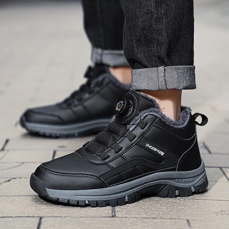 2024 Мужские кроссовки Зимние треккинговые ботинки Водонепроницаемые ПУ Теплые зимние ботинки Мужская рабочая повседневная обувь Нескользящие ботильоны Большие размеры 39-48