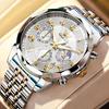 OLEVS Luxury Business Gold Stainless Steel Men's Watch Luxury Calendar Chronograph Moon Phase Quartz Watch Men's Clock