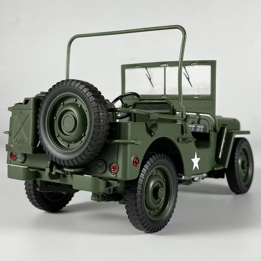 1:18 Willys GP Tactical Military Jeep SUV Alloy Metal Diecast Model Car Simulation Children Collectibles Ornaments Holiday Gifts iu1