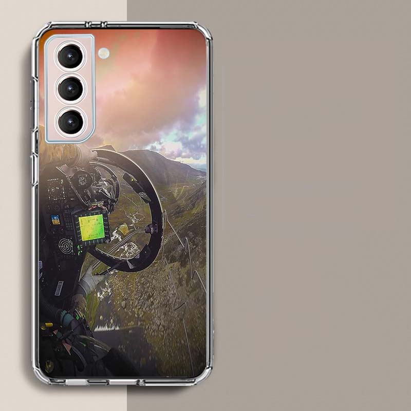 Deluxe Helicopter Fighter Cockpit Phone Case For Samsung Galaxy S25 Edge S24 S23 FE S21 S20 S10 Plus S22 S26 Ultra Cover Clear C