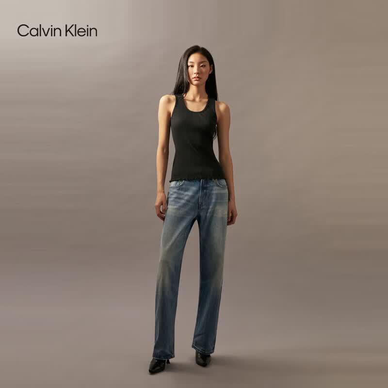 Calvin Klein Женская хлопковая майка-футболка с вышивкой 40WL286