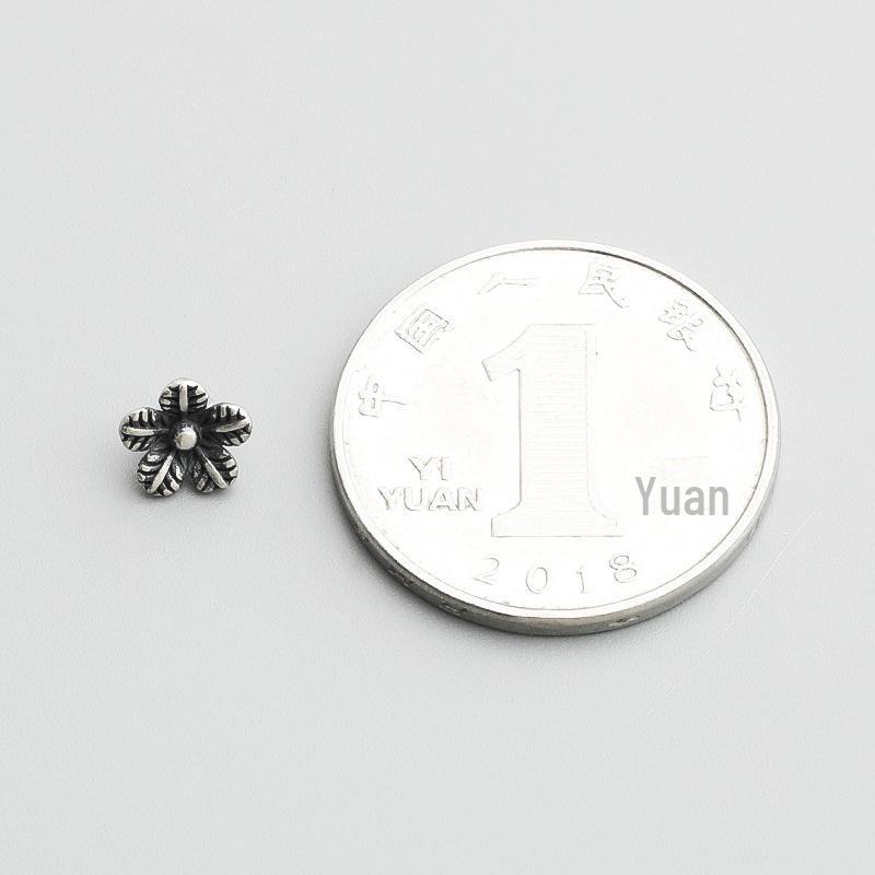 Браслет с подвеской в виде цветка в стиле ретро: Серебро 925 пробы, плетеная веревка ручной работы с бисерным соединением.