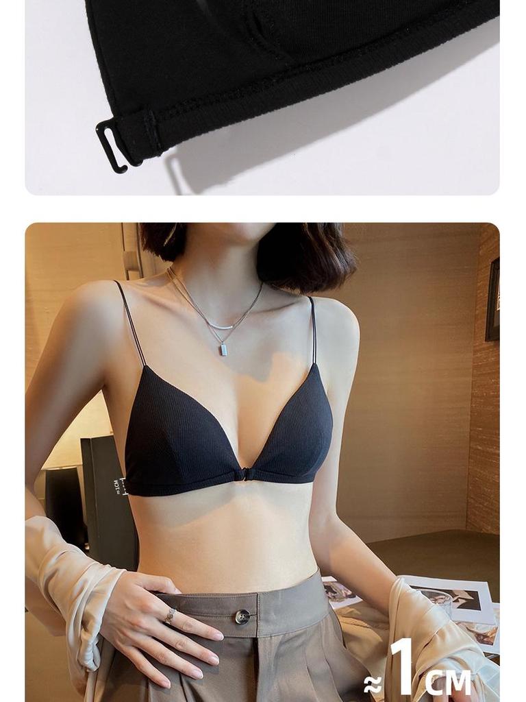 Женский сексуальный французский комплект бюстгальтера с треугольными чашками и передней застежкой, на тонких бретелях, с красивым дизайном спины