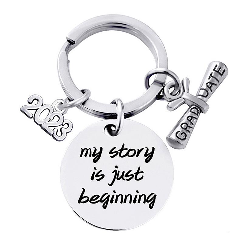 Graduation Gift Stainless Steel Keychain Rings Key Holder Creative Decorated Accessories