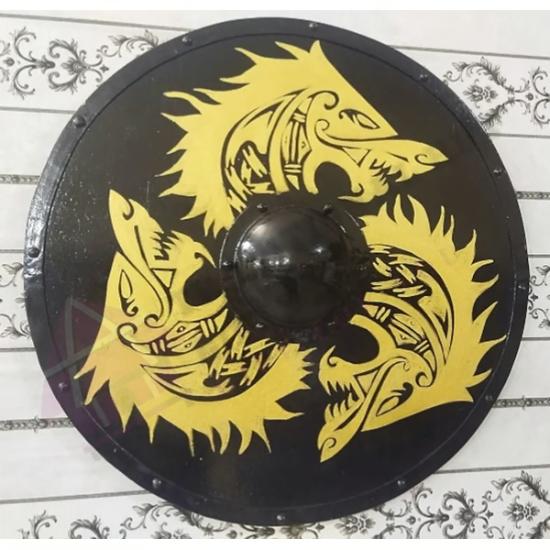 Madieval Viking Wooden Shield Round Authentic Battleworn Norse Battle Handmade