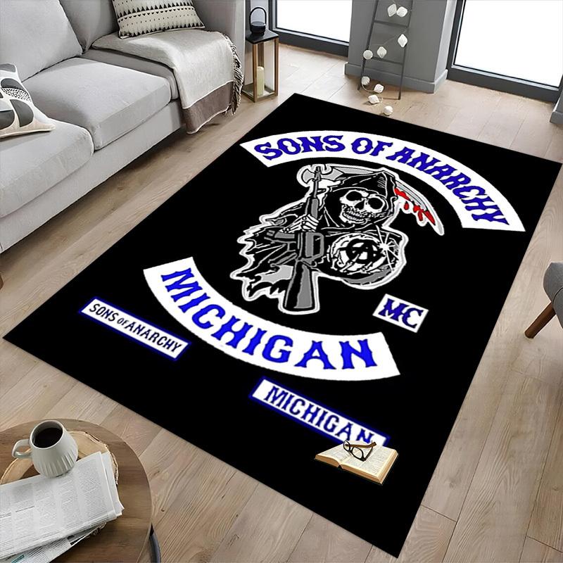 1 шт. Ковер Sons of Anarchy Michigan MC, противоскользящий, из полиэстера, напольный коврик для офиса, спальни
