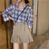 Cotton Blend Pleated Skirt For Women Spring High Waist Slim Fit With Embroidered Design For Casual Wear