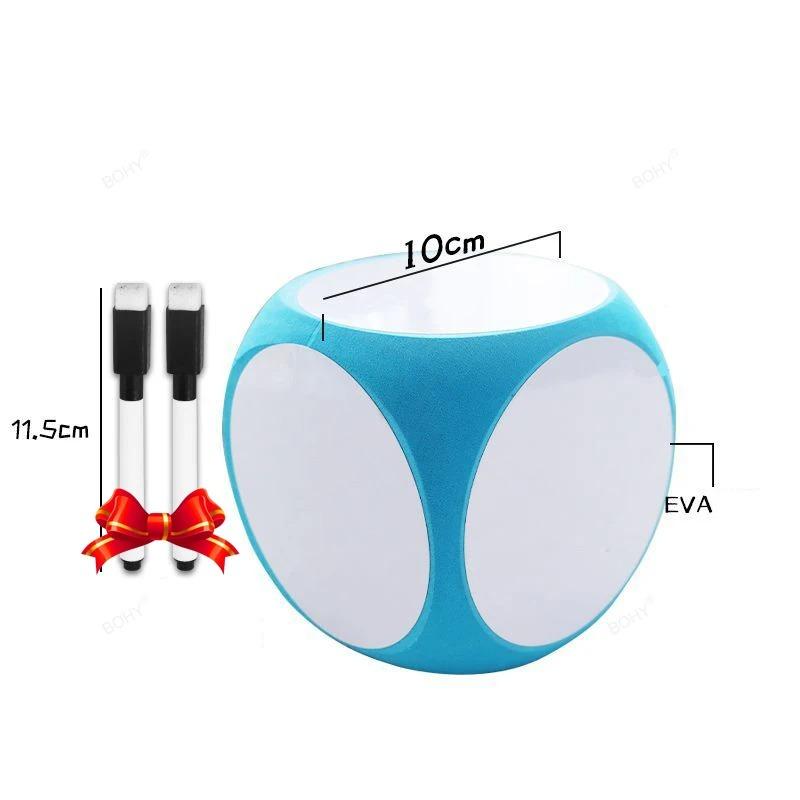 1PC DIY Blank Dice Write On/Wipe Off Dice Portable Cleanable Blank Game Cubes for Classroom Teaching Dry Erase Outside Dice