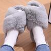 Fashion Comwarm Women's Cross Band Fuzzy Slippers Fluffy Open Toe House Slippers Cozy Plush Bedroom Shoes Indoor Outdoor Fur Sandals