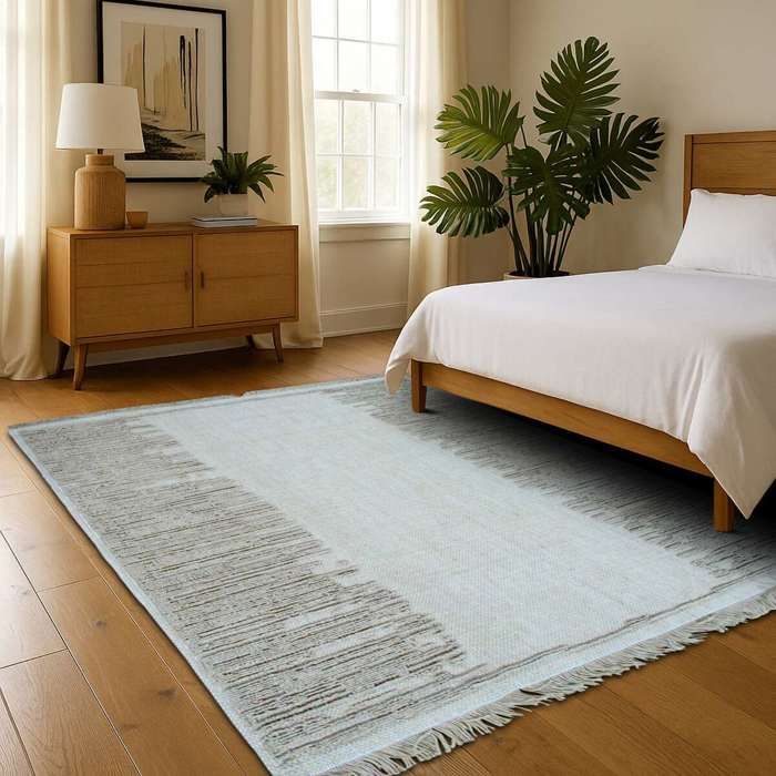 Tapis en jute naturel artisanal reliefs beige 120x160