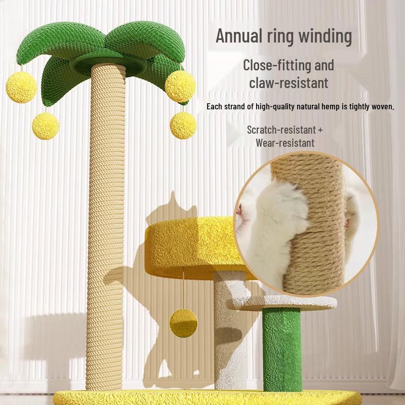 Coconut Tree Cat Condo with Integrated Bed