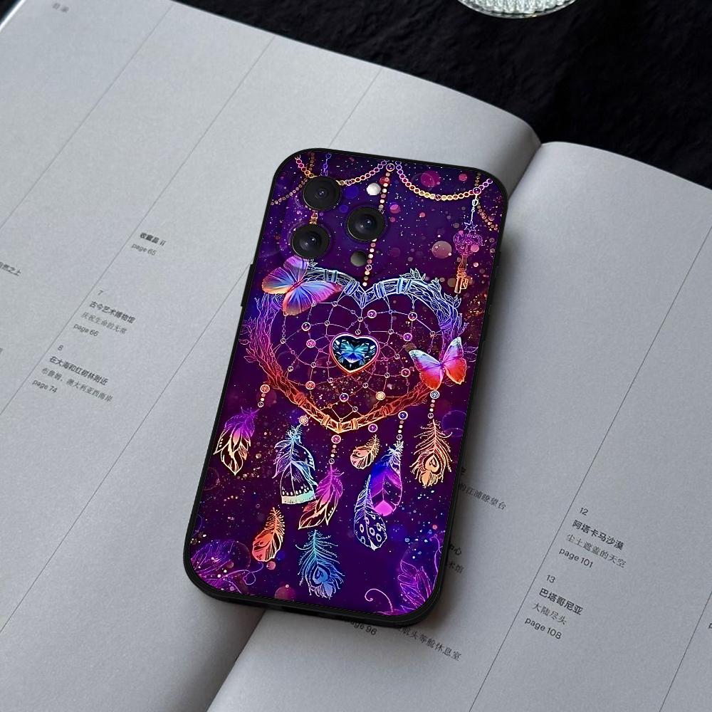 Retro Feather Dreamcatcher Phone Case For IPhone 16,15,14,13,12,11,XS,XR,X,8,7,Pro,Max,Plus,mini Silicone Black Cover
