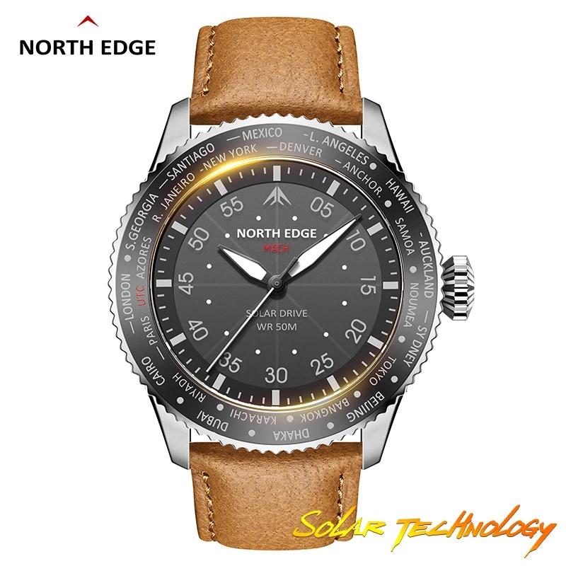 NORTH EDGE 2024 NEW MACH Solar Powered Watch For Men Waterproof 50M Men's Pilot Sports Casua Wristwatches Reloj Hombre Luminous