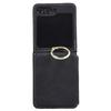 For Samsung Galaxy Z Flip7 5G Case Card Holder Ring Holder Kickstand PU+PC Phone Cover with Chain