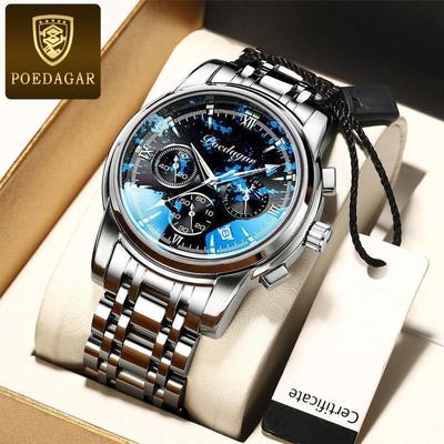 Новые роскошные мужские часы высшего бренда, водонепроницаемые светящиеся многофункциональные мужские кварцевые часы