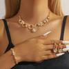 GemChic Women's Alloy Hollow Crystal Rhinestone Drops Sparkling Collarbone Necklace Bracelet Earrings Three Piece Set Birthday Christmas Jewelry Gift
